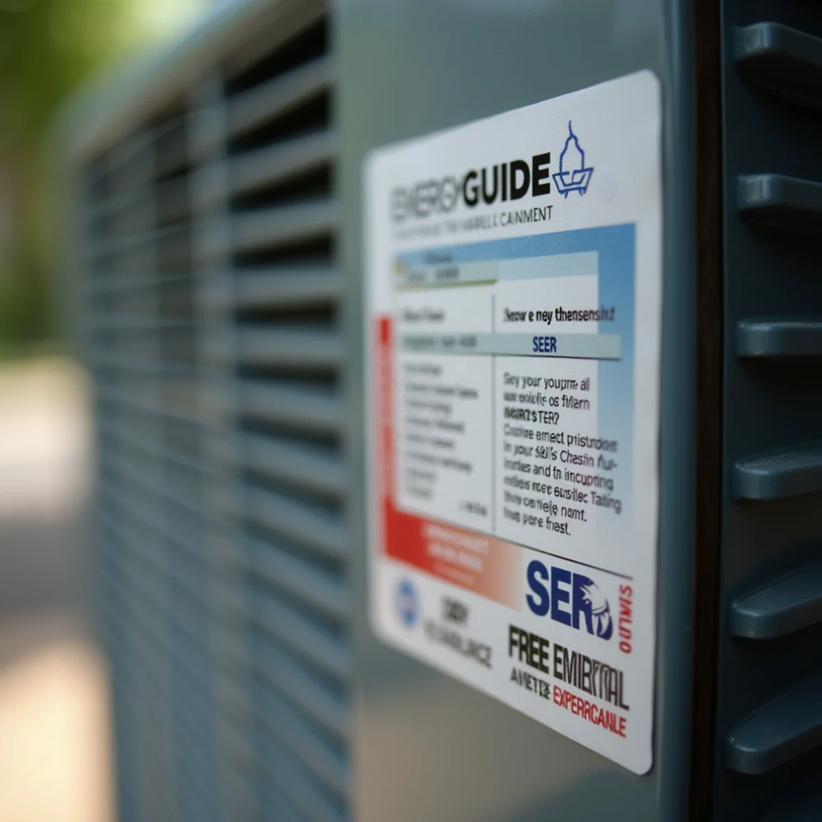 EnergyGuide yellow rating label displaying high SEER2 seasonal efficiency